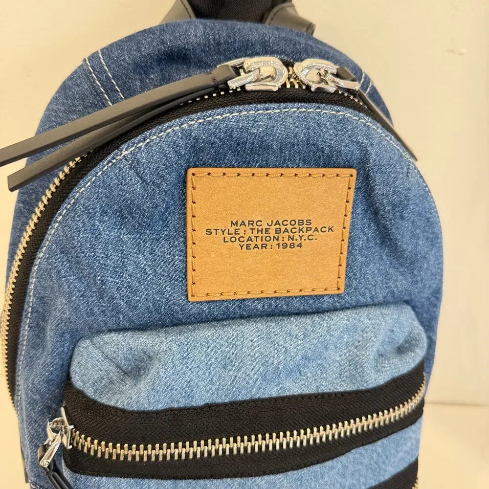 MARC JACOBS Unisex The Biker Colorblock Denim Medium Backpack